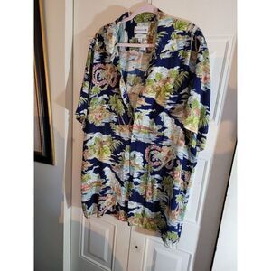 SADDLEBRED Mens XLarge Tall Classic Fit Button Front Short Sleeve Hawaiian Shirt